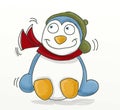 Happy penguin with hat and scarf red Royalty Free Stock Photo