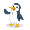 Happy Penguin Waving His Hand Cartoon Character Design Vector Illustration