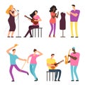 Happy people of art and music. Professional artists and musicians vector characters Royalty Free Stock Photo