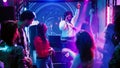 Happy people attending disco party Royalty Free Stock Photo