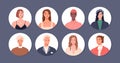 Happy people avatars set. Young and senior men and women head portraits in circle for user profiles. Diverse modern male Royalty Free Stock Photo
