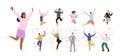 Happy people cartoon characters celebrating success cheerfully jumping rejoicing win and victory Royalty Free Stock Photo