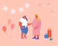 Happy People Celebration Soon Child Birthday, Baby Shower Event. Female Character Talking to Pregnant Woman