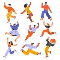 Happy People Characters Rejoicing and Cheering Having Positive Mood Vector Set