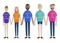 Happy people of different nationalities holding hands. LGBT community. A group of gay, lesbian, bisexual and transgender activists