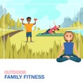 Happy People Doing Fitness Outdoors in City Royalty Free Stock Photo