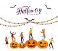Happy People and Halloween Party Royalty Free Stock Photo