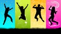 Happy people jumping silhouette Royalty Free Stock Photo