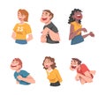 Happy People Laughing Out Loud with Joyful Face Expression Vector Set