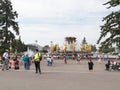 Happy people and tourists walk at ENEA Royalty Free Stock Photo