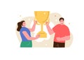 Happy people winners with a trophy cup Royalty Free Stock Photo