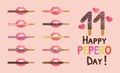 Happy pepero day set vector illustration with lips Royalty Free Stock Photo