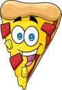 Happy Pepperoni Pizza Slice Cartoon Character