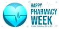Happy Pharmacy week wallpaper with shapes and typography on the side Royalty Free Stock Photo
