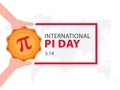 Happy Pi Day. Celebrate Pi Day. Baked Pie with Pi Symbol. March 14.