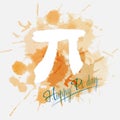 Happy Pi Day. March 14th. Constant number Pi. Watercolor. Vector illustration.