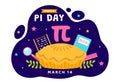 Happy Pi Day Vector Illustration on 14 March with Mathematical Constants, Greek Letters or Baked Sweet Pie in Holiday Flat Cartoon Royalty Free Stock Photo