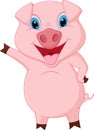 Happy pig cartoon presenting
