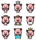 The happy pig of the mascot bundle set