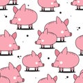 Happy pigs, colorful seamless pattern