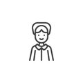 Happy Pilgrim woman line icon