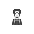 Happy Pilgrim woman vector icon