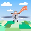 Happy pilot of the airplane in the sky Royalty Free Stock Photo