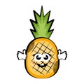 Happy pineapple cartoon. Colored sketch Royalty Free Stock Photo