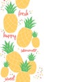 Happy pineapple poster template for summer background design or greeting card.