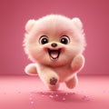 Happy Pink Baby Pomeranian Running - Detailed 3d Character Design