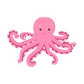 Happy Pink, Turquoise Octopus Cartoon Mascot Character. Marine inhabitants, Scandinavian style, hand drawn