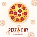 Happy Pizza Day February 09th illustration flat design Royalty Free Stock Photo