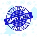 Happy Pizza Grunge Round Stamp Seal for Xmas