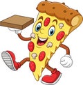 Happy pizza holding a pizza box Royalty Free Stock Photo