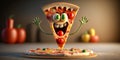 Happy Pizza Character, The Playful Mascot of Your Favorite Pizzeria, Generative AI