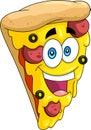 Happy Pizza Slice Cartoon Character