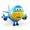 Happy Plane Mascot showing thumbs up. Concept of good airplane or travling agency.