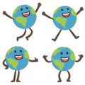 Happy Planet Earth character giving a thumbs up and celebration