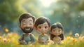 Happy playful cartoon family, Cartoon Family, Full of Joy and Adventure, Generative AI