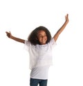 Happy playful child holding arms aloft