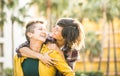 Happy playful women girlfriends in love sharing time together Royalty Free Stock Photo