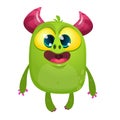 Happy pleased cartoon baby monster. Halloween vector illustration. Royalty Free Stock Photo