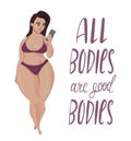 Happy plus size girl. Body positive concept.