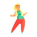 Happy Plus Size Woman In Gym Sportive Outfit Enjoying Life, Smiling Overweighed Girl Cartoon Characters