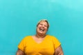 Happy plus size woman portrait - Curvy overweight model having fun smiling at camera Royalty Free Stock Photo