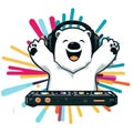 Happy polar bear DJ laughing vector graphics