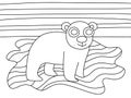 Happy polar bear kid on iceberg coloring page for kids and adults stock vector illustration Royalty Free Stock Photo