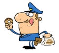 Happy Police Officer Eating Donut Royalty Free Stock Photo