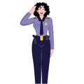 Happy police woman with uniform full body