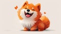 A happy Pomeranian dog on a white background. Illustration